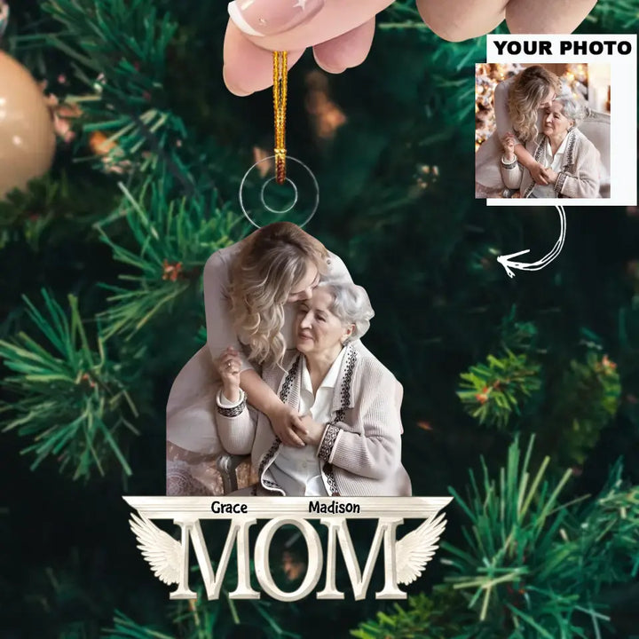 Forever In My Heart - Personalized Custom Photo Mica Ornament - Christmas Gift For Dad, Mom, Grandma, Grandpa, Family, Family Members AGCHD043