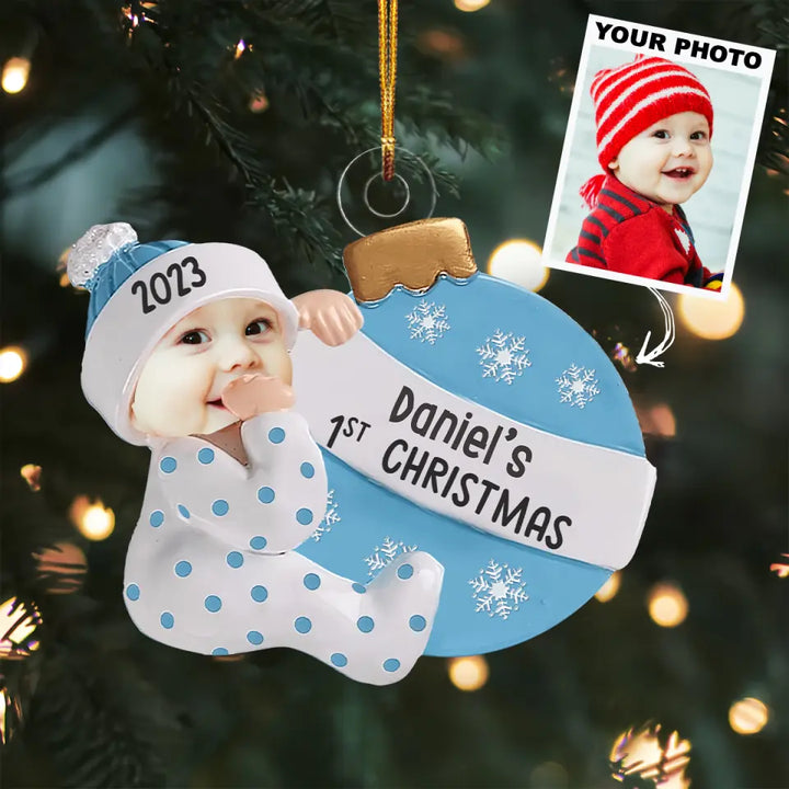 My First Christmas - Personalized Custom Photo Mica Ornament - Christmas Gift For Baby, Family Members AGCPD059