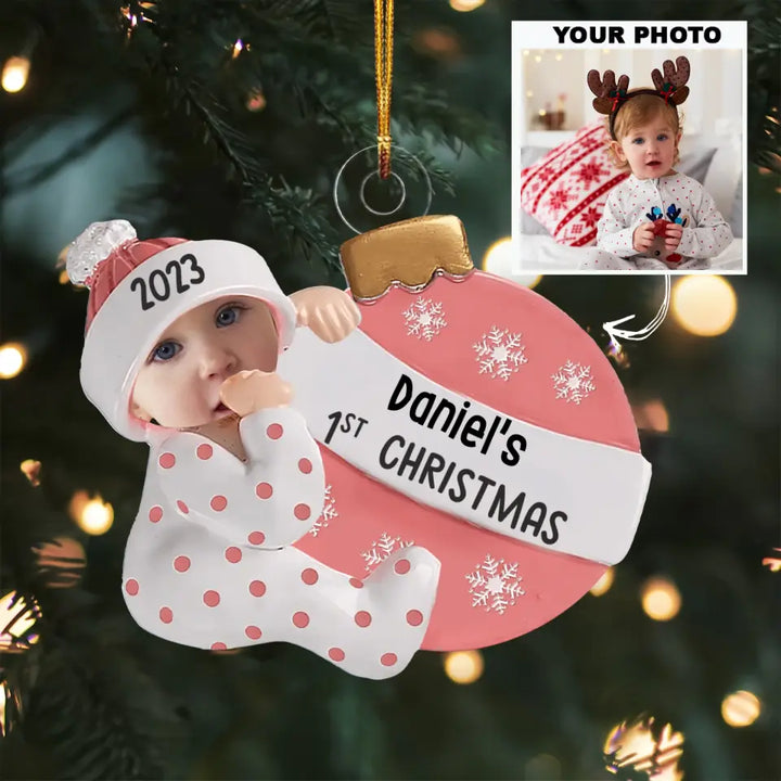 My First Christmas - Personalized Custom Photo Mica Ornament - Christmas Gift For Baby, Family Members AGCPD059