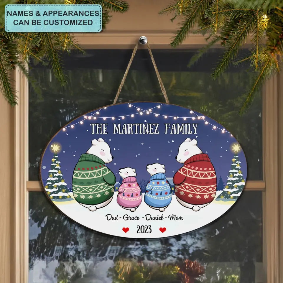 Our Family - Personalized Custom Door Sign - Christmas Gift For Family, Family Members