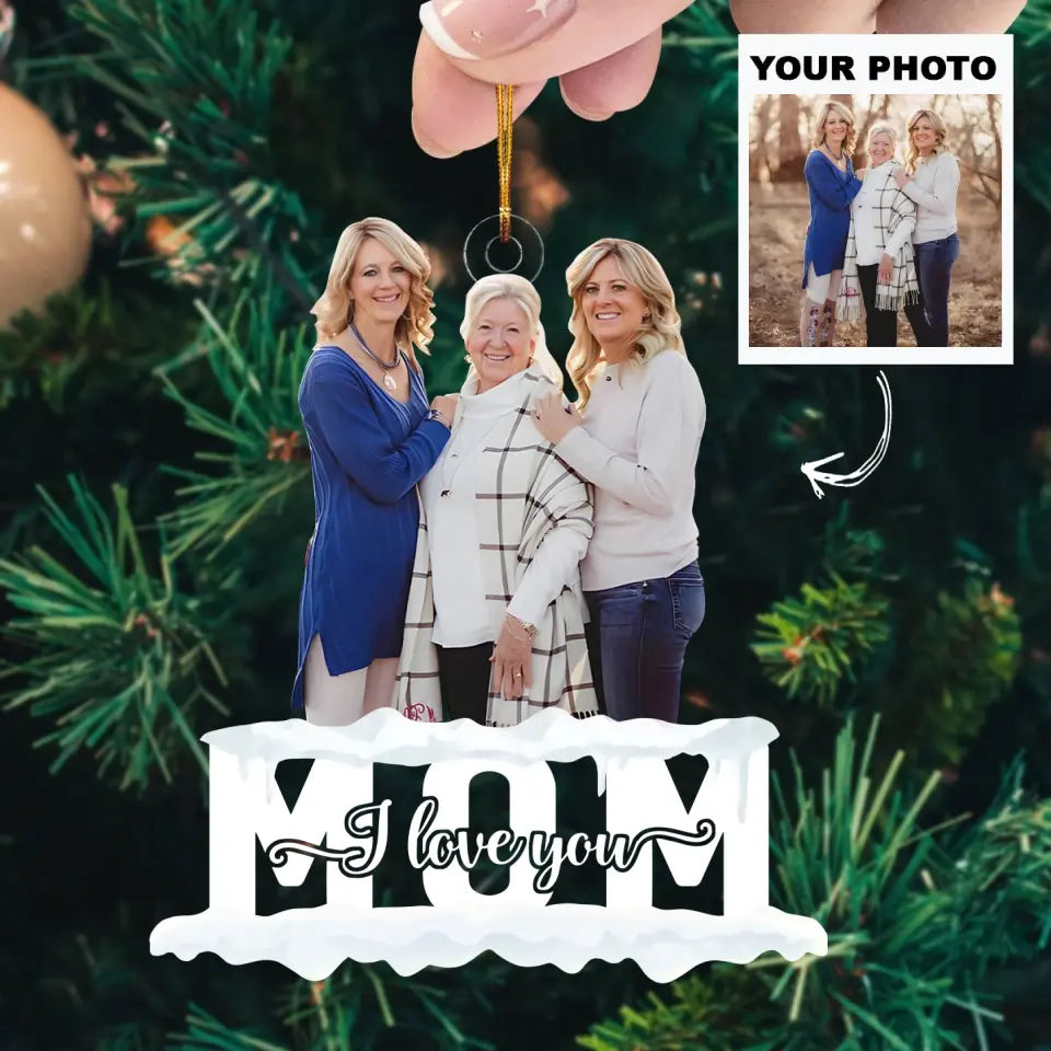 Mom We Love You - Personalized Custom Photo Mica Ornament - Christmas Gift For Mom, Family, Family Members AGCDM039