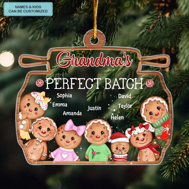Grandma's Perfect Batch - Personalized Custom Mica Ornament - Christmas Gift For Grandma, Mom, Family Members
