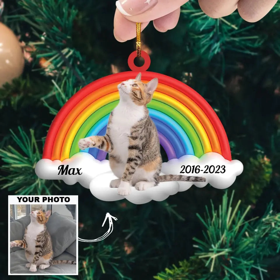 Wish The Rainbow Bridge Has Visiting Hours - Personalized Custom Photo Mica Ornament - Memorial, Christmas Gift For Pet Lover, Pet Owner AGCHD051