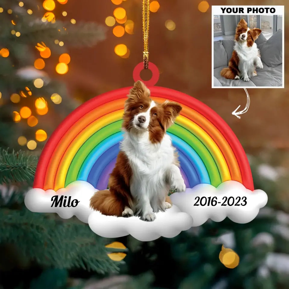 Wish The Rainbow Bridge Has Visiting Hours - Personalized Custom Photo Mica Ornament - Memorial, Christmas Gift For Pet Lover, Pet Owner AGCHD051