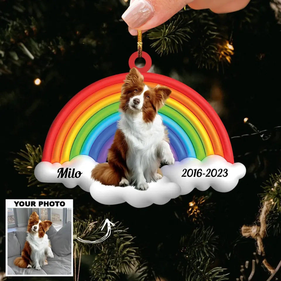 Wish The Rainbow Bridge Has Visiting Hours - Personalized Custom Photo Mica Ornament - Memorial, Christmas Gift For Pet Lover, Pet Owner AGCHD051