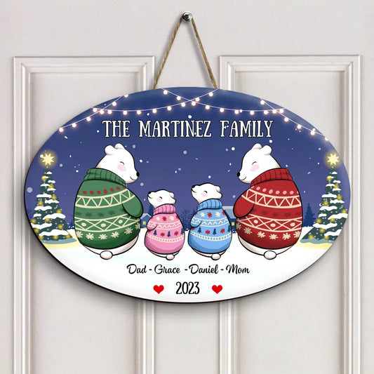 Our Family - Personalized Custom Door Sign - Christmas Gift For Family, Family Members