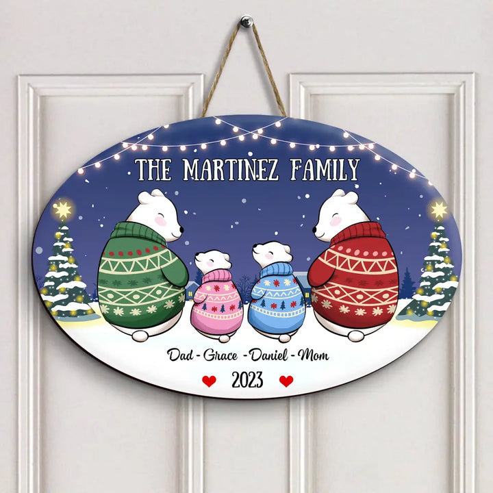 Our Family - Personalized Custom Door Sign - Christmas Gift For Family, Family Members