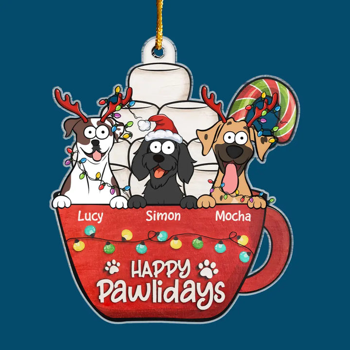 Happy Pawlidays - Personalized Custom Photo Mica Ornament - Christmas Gift For Dog Mom, Dog Dad, Dog Lover, Dog Owner CLA0AD020