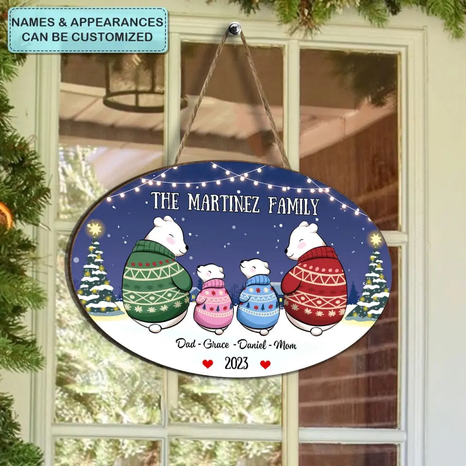 Our Family - Personalized Custom Door Sign - Christmas Gift For Family, Family Members