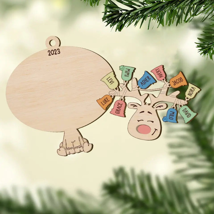 Reindeer Christmas Custom Name - Personalized Custom Layer Wood Ornament - Christmas Gift For Family, Family Members