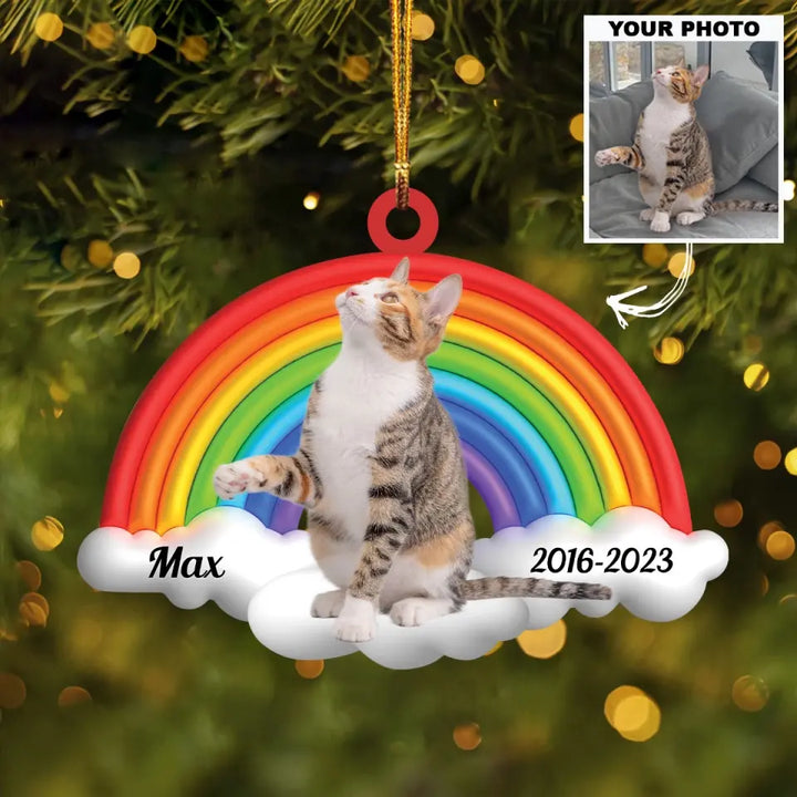 Wish The Rainbow Bridge Has Visiting Hours - Personalized Custom Photo Mica Ornament - Memorial, Christmas Gift For Pet Lover, Pet Owner AGCHD051