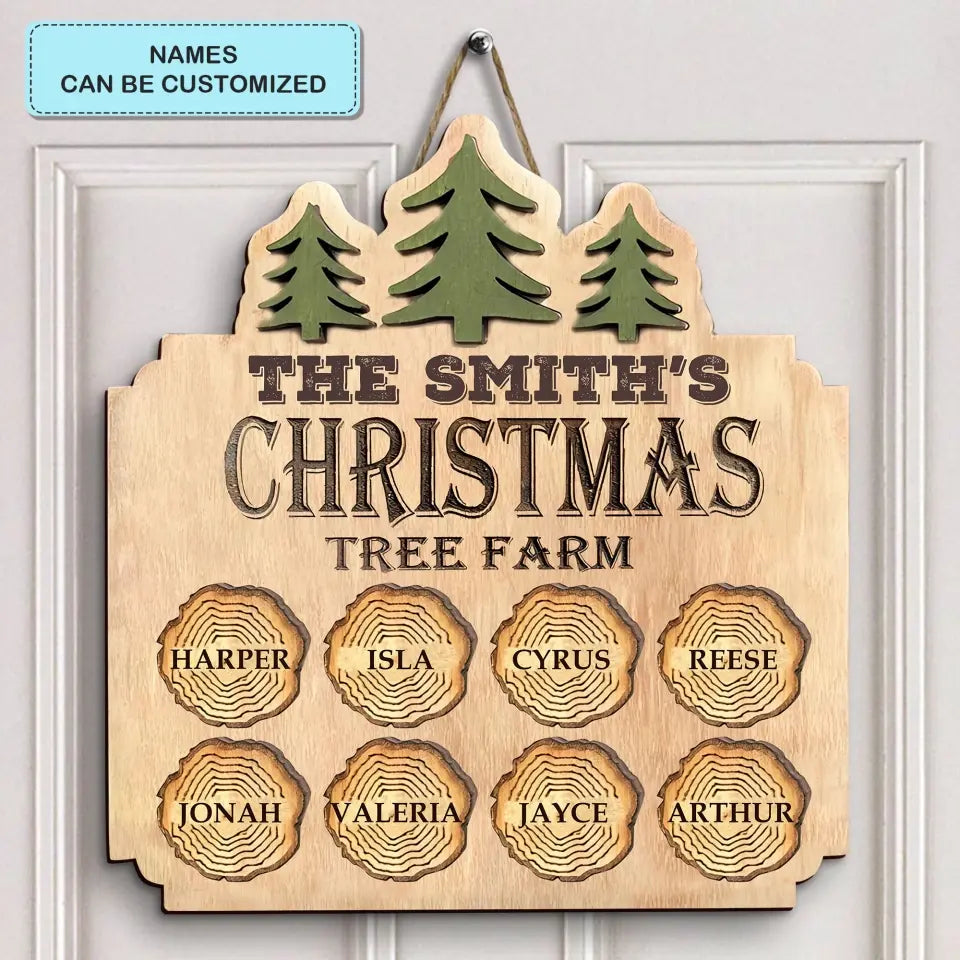 Christmas Tree Farm - Personalized Custom Door Sign - Christmas Gift For Family, Family Members