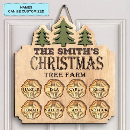 Christmas Tree Farm - Personalized Custom Door Sign - Christmas Gift For Family, Family Members