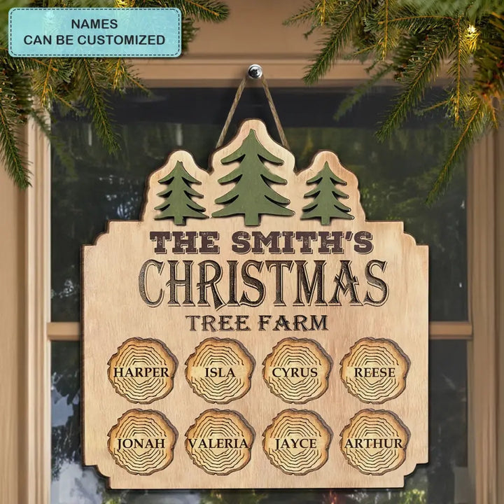 Christmas Tree Farm - Personalized Custom Door Sign - Christmas Gift For Family, Family Members