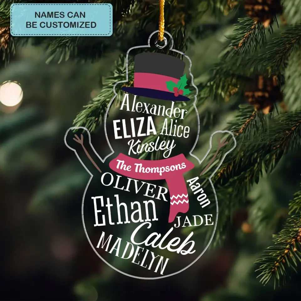 Family Snowman - Personalized Custom Mica Ornament - Christmas Gift For Family Members