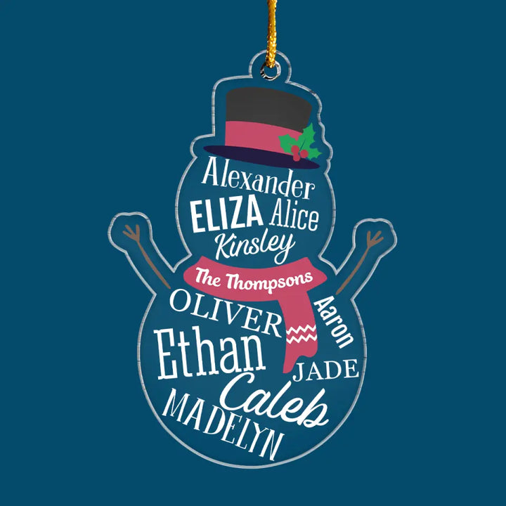 Family Snowman - Personalized Custom Mica Ornament - Christmas Gift For Family Members
