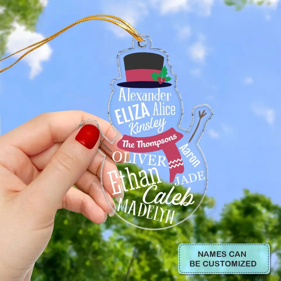 Family Snowman - Personalized Custom Mica Ornament - Christmas Gift For Family Members