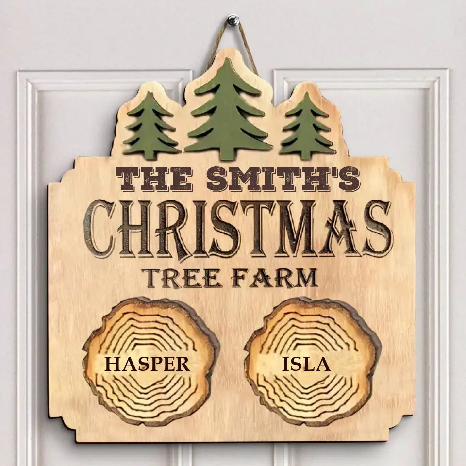 Christmas Tree Farm - Personalized Custom Door Sign - Christmas Gift For Family, Family Members