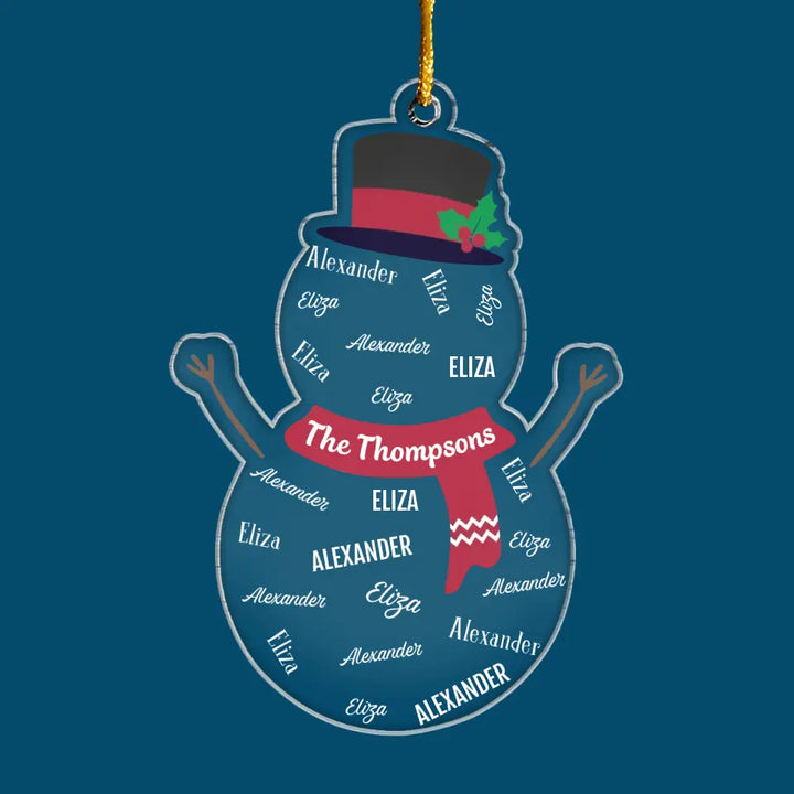 Family Snowman - Personalized Custom Mica Ornament - Christmas Gift For Family Members