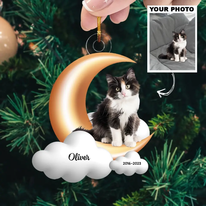 Love You To The Moon And Back - Personalized Custom Photo Mica Ornament - Memorial, Christmas Gift For Pet Lover, Pet Owner AGCHD050