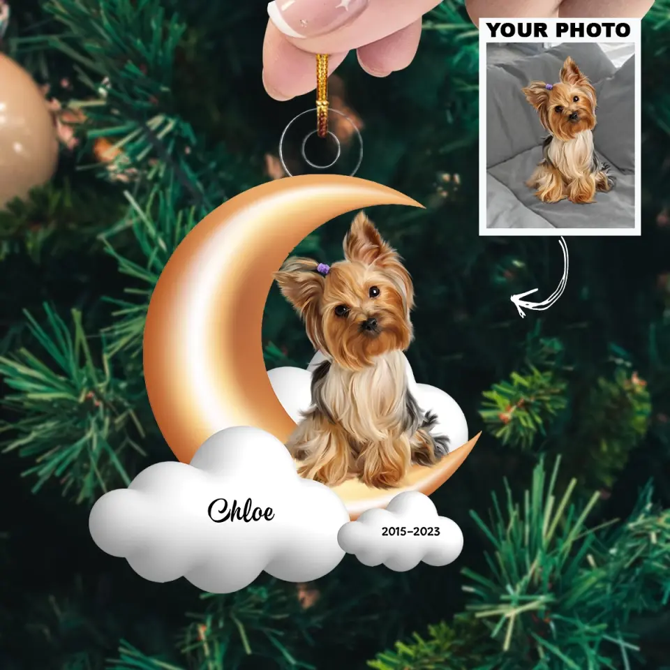 Love You To The Moon And Back - Personalized Custom Photo Mica Ornament - Memorial, Christmas Gift For Pet Lover, Pet Owner AGCHD050