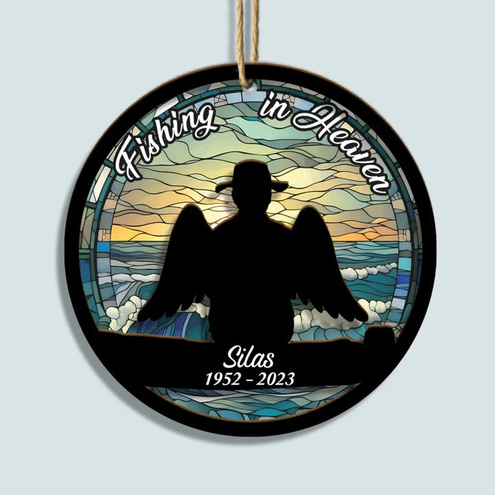 Fishing In Heaven - Personalized Custom Suncatcher Layer Mix Ornament - Memorial Gift For Fishing , Family Members