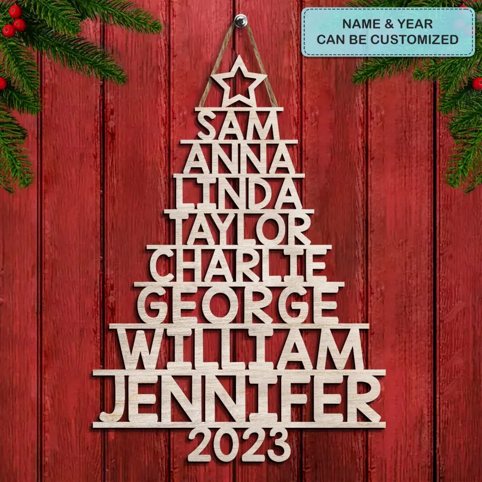 Our Family 2023 - Personalized Custom Door Sign - Christmas Gift For Family, Family Members AGCHD042