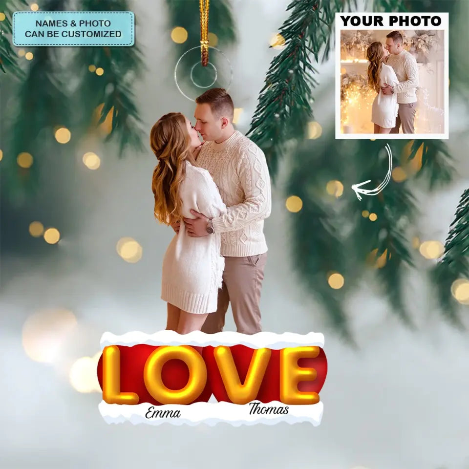 Love You Forever - Personalized Custom Photo Mica Ornament - Christmas, Anniversary Gift For Couple, Wife, Husband AGCHD052