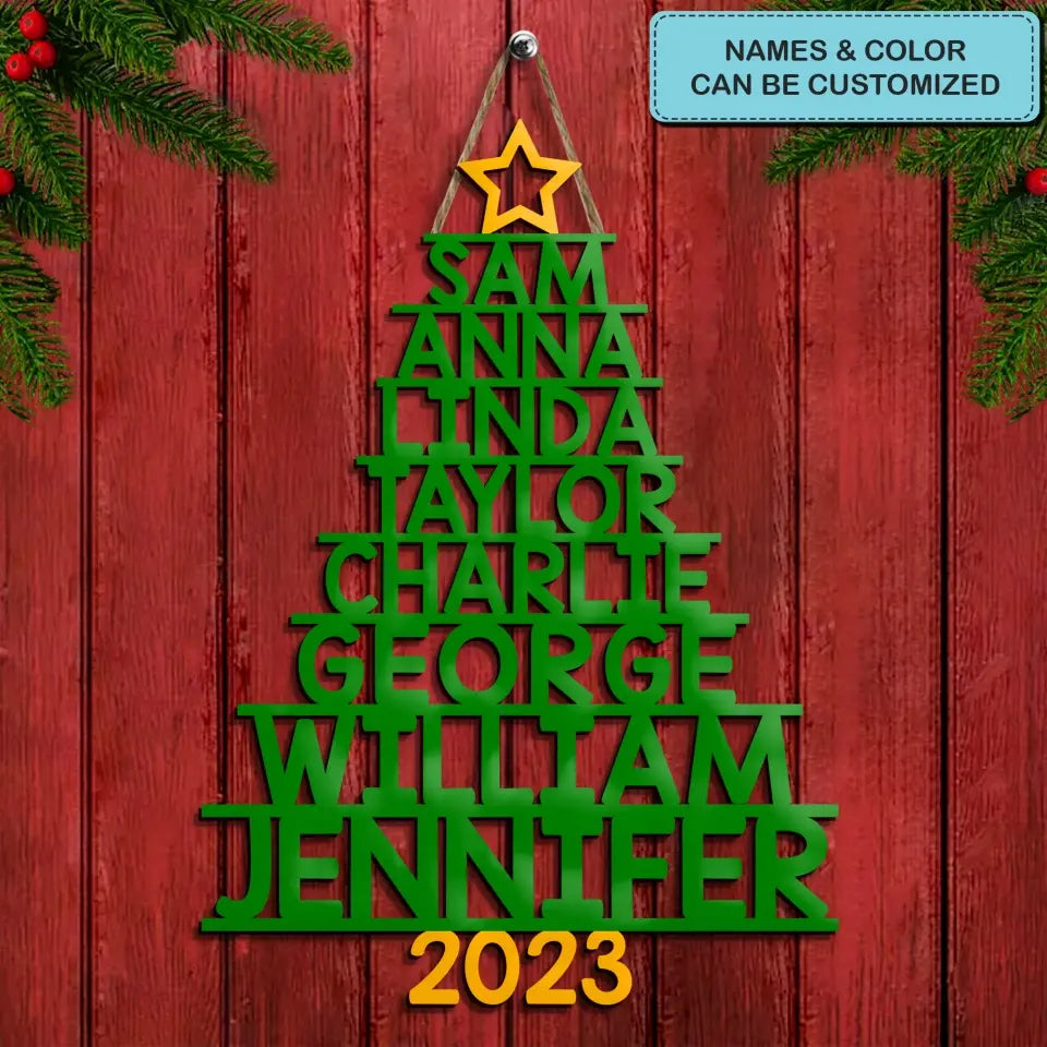 Our Family 2023 - Personalized Custom Door Sign - Christmas Gift For Family, Family Members AGCHD042