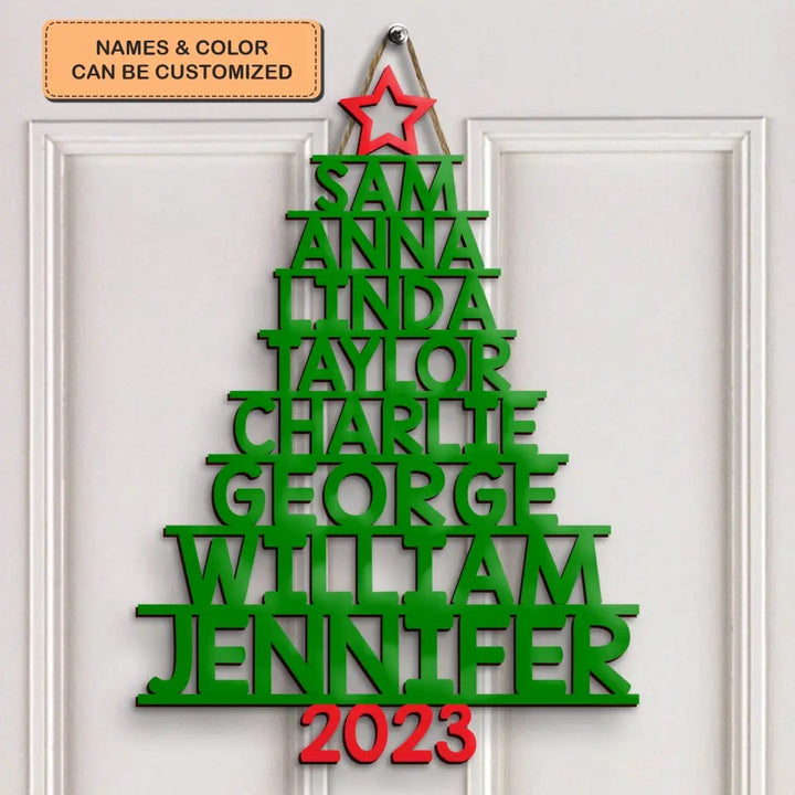 Our Family 2023 - Personalized Custom Door Sign - Christmas Gift For Family, Family Members AGCHD042