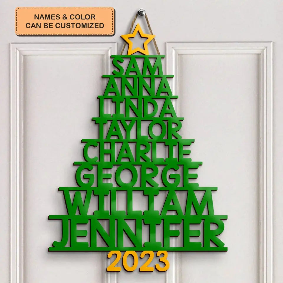 Our Family 2023 - Personalized Custom Door Sign - Christmas Gift For Family, Family Members AGCHD042