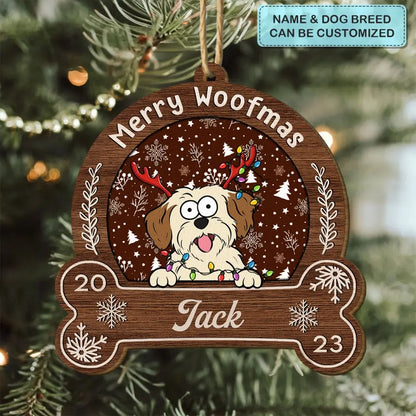 Merry Woofmas - Personalized Custom Wooden Ornament - Christmas Gift For Dog Mom, Dog Dad, Dog Lover, Dog Owner