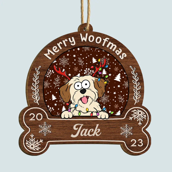 Merry Woofmas - Personalized Custom Wooden Ornament - Christmas Gift For Dog Mom, Dog Dad, Dog Lover, Dog Owner
