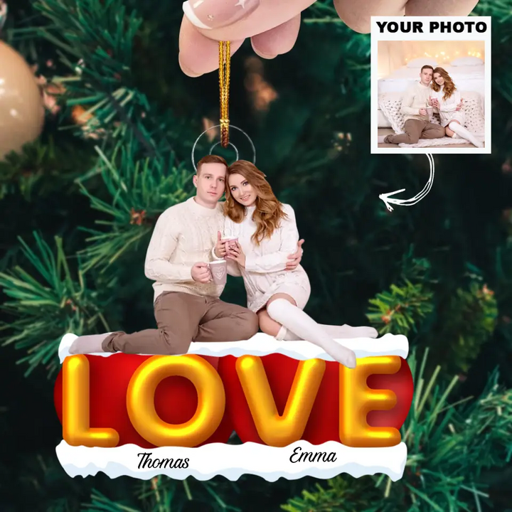 Love You Forever - Personalized Custom Photo Mica Ornament - Christmas, Anniversary Gift For Couple, Wife, Husband AGCHD052