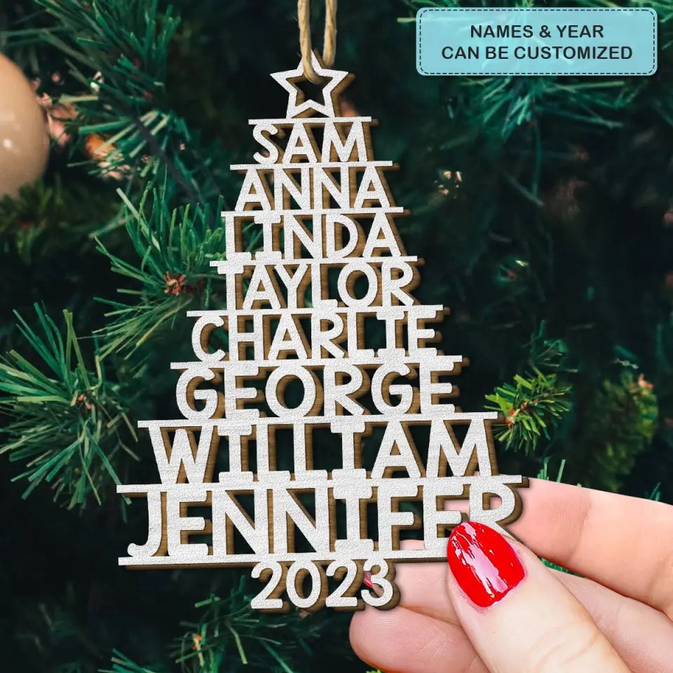 Family Tree 2023 - Personalized Custom Wood Ornament - Christmas Gift For Family Members AGCHD053