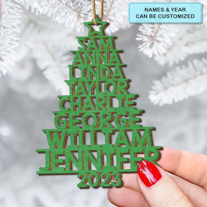 Family Tree 2023 - Personalized Custom Wood Ornament - Christmas Gift For Family Members AGCHD053