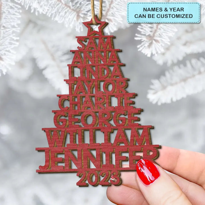 Family Tree 2023 - Personalized Custom Wood Ornament - Christmas Gift For Family Members AGCHD053