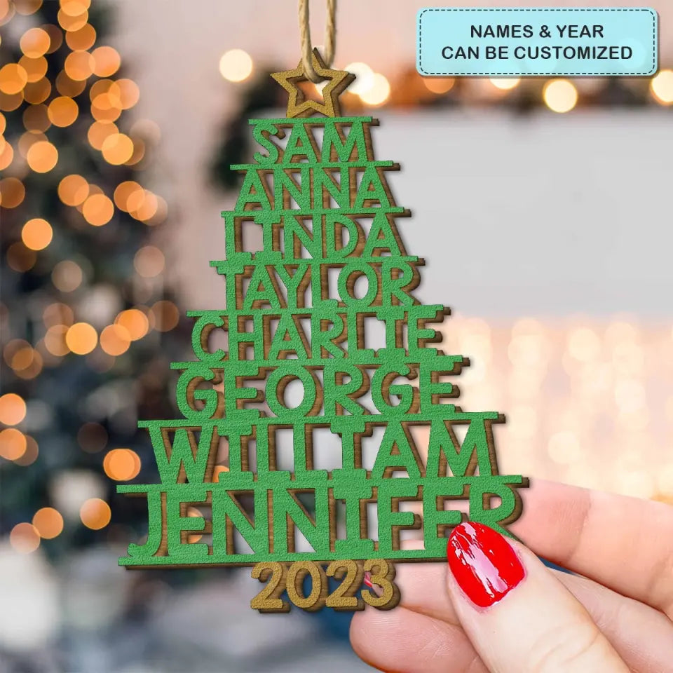 Family Tree 2023 - Personalized Custom Wood Ornament - Christmas Gift For Family Members AGCHD053
