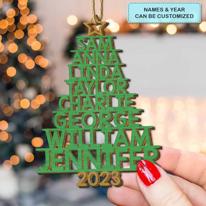 Family Tree 2023 - Personalized Custom Wood Ornament - Christmas Gift For Family Members AGCHD053
