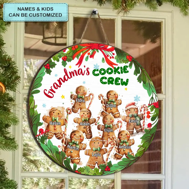 Grandma's Cookie Crew - Personalized Custom Door Sign - Christmas, Mother's Day Gift For Grandma, Mom, Family, Family Members