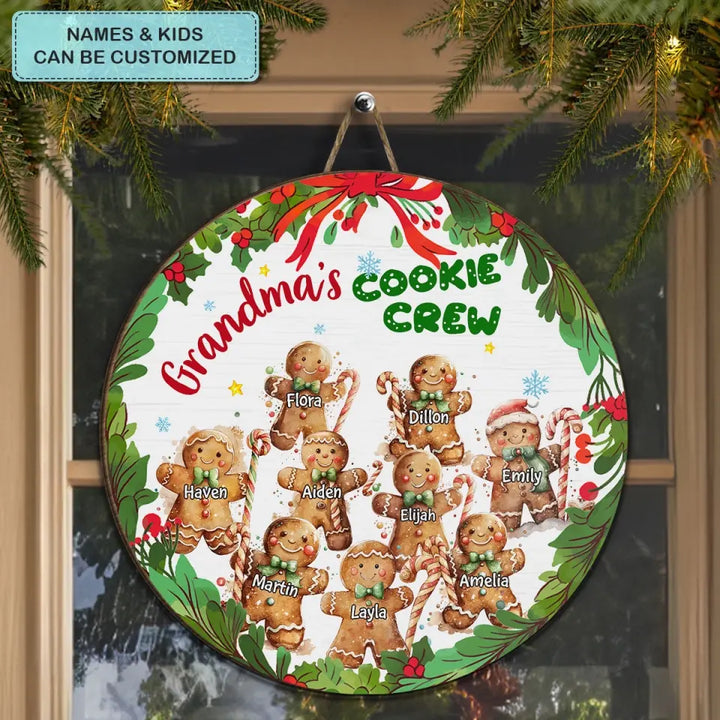 Grandma's Cookie Crew - Personalized Custom Door Sign - Christmas, Mother's Day Gift For Grandma, Mom, Family, Family Members