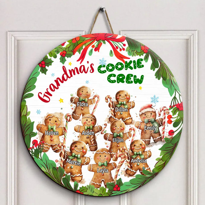 Grandma's Cookie Crew - Personalized Custom Door Sign - Christmas, Mother's Day Gift For Grandma, Mom, Family, Family Members