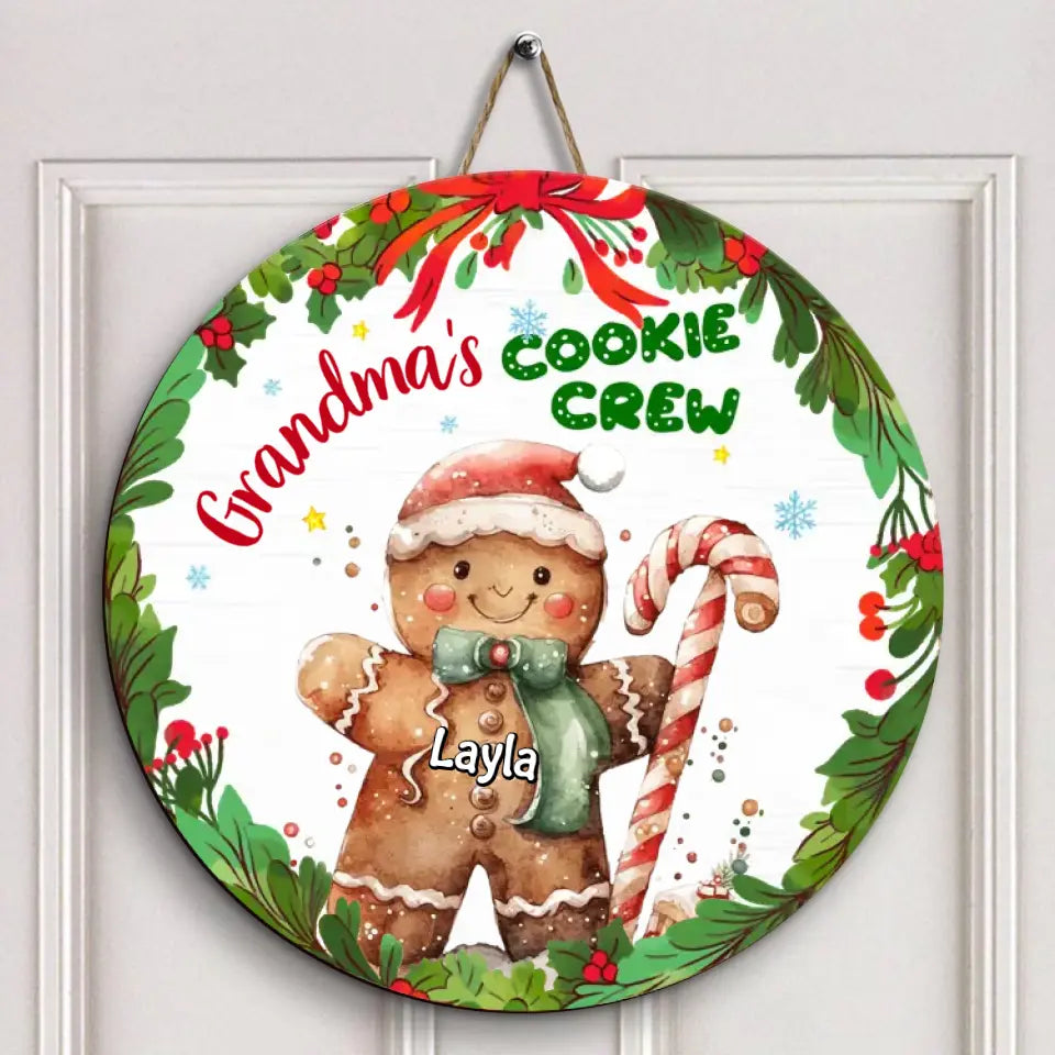 Grandma's Cookie Crew - Personalized Custom Door Sign - Christmas, Mother's Day Gift For Grandma, Mom, Family, Family Members