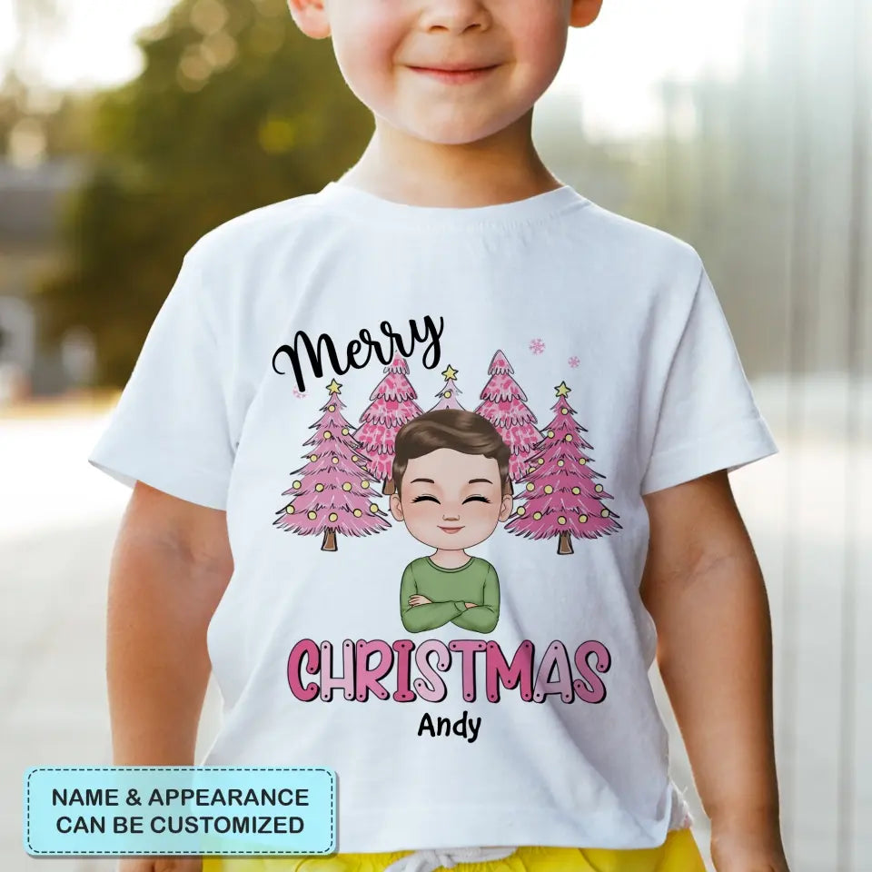 Pink Christmas Kid  - Personalized Custom Youth T-shirt - Christmas Gift For Kid, Family Members