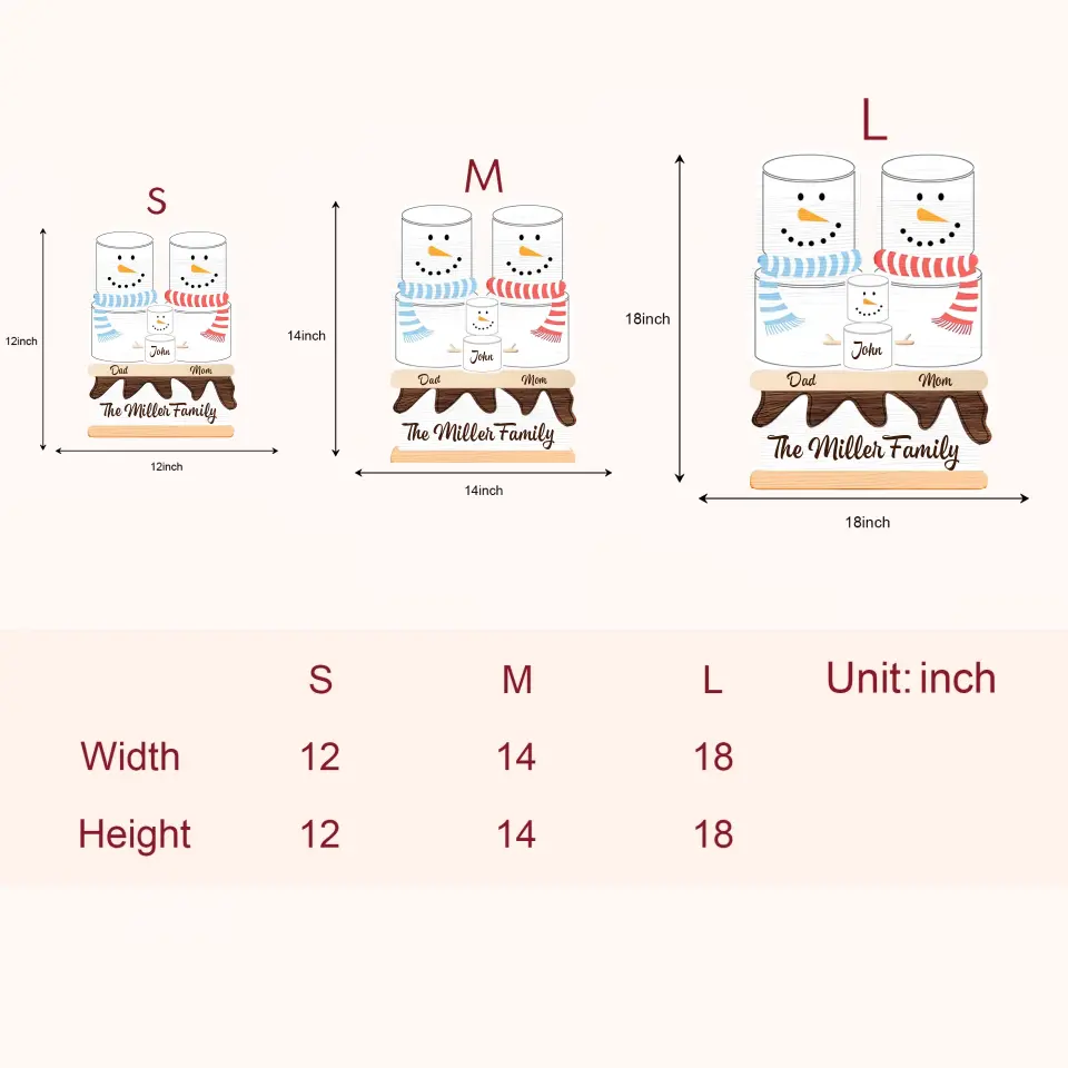 Snowman Family - Personalized Custom 2-Layer Door Sign - Christmas Gift For Family, Family Members, Dad, Mom