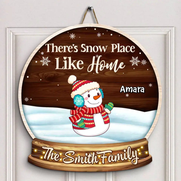 There's Snow Place Like Home - Personalized Custom Door Sign - Christmas Gift For Family, Family Members