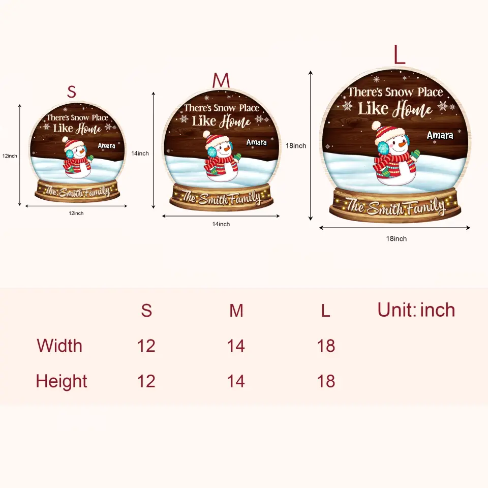 There's Snow Place Like Home - Personalized Custom Door Sign - Christmas Gift For Family, Family Members