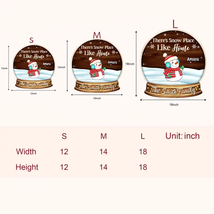 There's Snow Place Like Home - Personalized Custom Door Sign - Christmas Gift For Family, Family Members