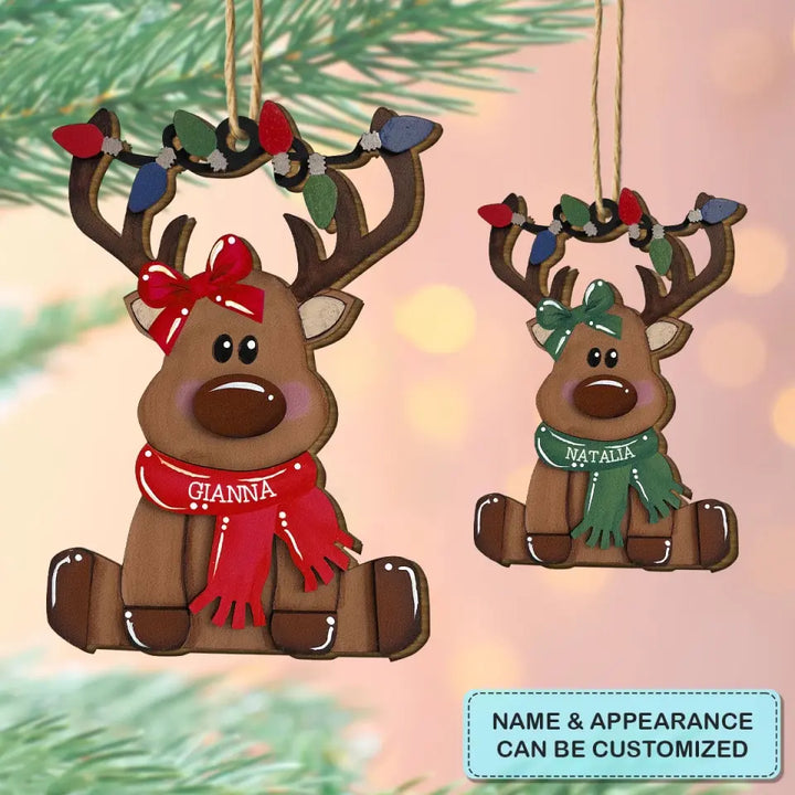 Reindeer Family - Personalized Custom Wood Ornament - Christmas Gift For Family, Family Members AGCVP003