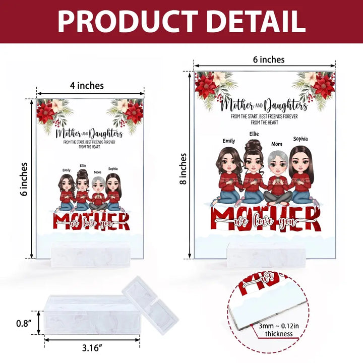 Mother And Daughters From The Start Christmas Ver - Personalized Custom Acrylic Plaque - Christmas Gift For Mom, Family Members